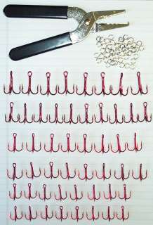 101 Piece Kit TREBLE HOOK Assortment Blood Red EAGLE CLAW NEW 