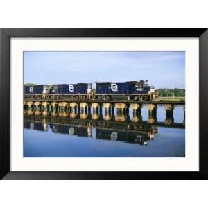  An Early Freight Train Crosses the Trestle over the 