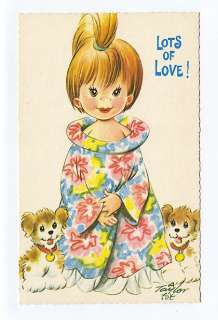 ch947   young girl & dogs   Taylor Tot Series   art postcard  