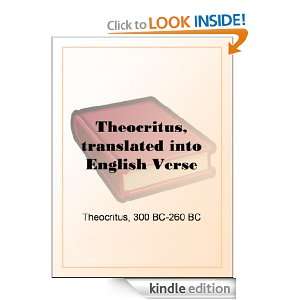 Theocritus, translated into English Verse Theocritus  