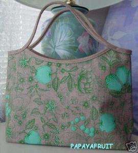 New Clinique Fruity Flowery Pattern Teal Taupe Tote Bag  