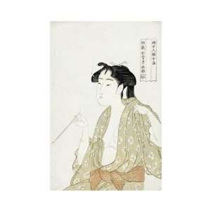  Portrait Of A Woman Smoking by Kitagawa Utamaro. size 14 