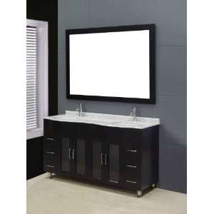   ) 61 Inch Contemporary Bathroom Vanity Set with Mirror and Faucets