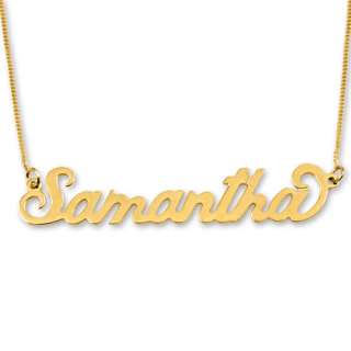 SOLID 14K YELLOW GOLD PERSONALIZED ANY NAME NECKLACE CARRIE PENDANT 
