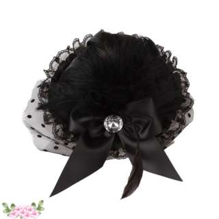   Black Bow Feather Lace Hair Clip Mini Top Hat Mini Top Hat  