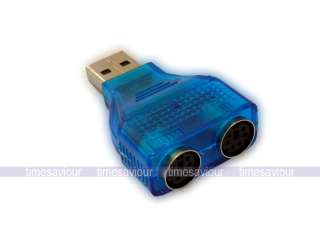 USB to PS/2 Y Splitter Adapter PS2 Keyboard Mouse  