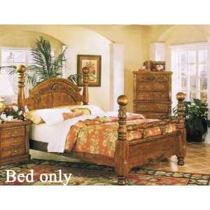Eastern King Size Bed with Four Posts Brown Finish