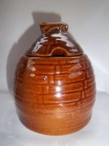 FRANKOMA Brown Glaze Honey Pot Jar Beehive with Lid  