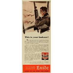  1943 Ad Electric Storage Exide Car Battery World War II 