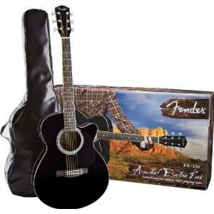  Fender Fa 130 Acoustic Electric Guitar Pack Black Musical 