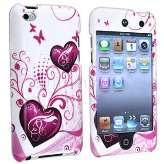   Pink+Purple Hard Heart Skin Case For iPod Touch 4 4th Gen 4G  