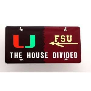   Florida State Seminoles House Divided License Plate 