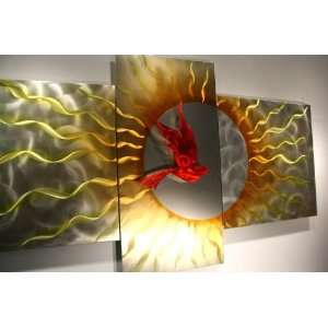   Wall Art, Abstract Sun Metal Bird Sculpture, Designed by Wilmos Kovacs