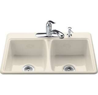   Almond Double Basin Cast Iron Kitchen Sink from the Deerfield  