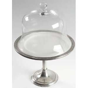 Arte Italica Tuscan 15 Buffet Cake Pedestal W/Glass Dome, Fine China 