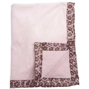   Northpoint Sherpa Back Baby Blanket w/ Satin Trim   Pink Floral Baby