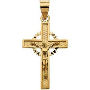   Pendant. 24.50X15.50 Mm Crucifix Pendant In 14K Yellow Gold Jewelry