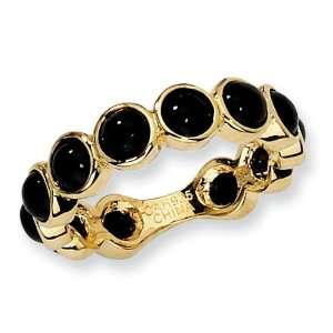   Silver Gold Plated Synthetic Onyx Fashion Ring Arts, Crafts & Sewing