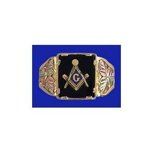    Black Hills Gold 10k Onyx Masonic Mens Ring SZ 12 Jewelry