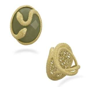  Gold Plated Aventurine Snake Ring   New Jewelry