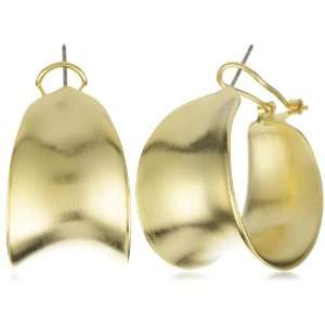Clara Kasavina Modern 1 1/4 Gold Plated Sculpted Hoop Earring