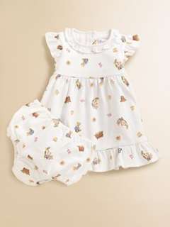 Ralph Lauren   Infants Ruffled Bear Print Dress & Bloomers Set