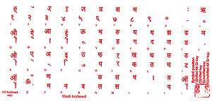 hindi transparent stickers for keyboards red letters