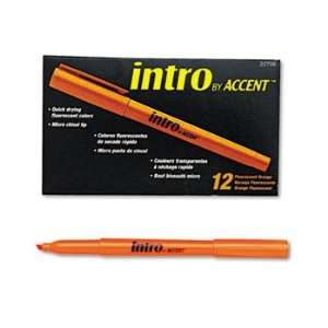  Intro Highlighters, Chisel Tip, Fluorescent Orange, 12/Pk 