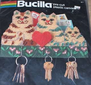 Bucilla Country Cats Plastic Canvas Key / Mail Holder Kit NIP  