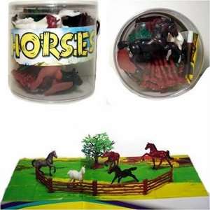  Horses Roaming Travel Bucket, 11 Piece Play Tub Toys 