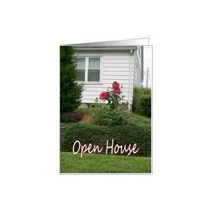  Open House Invitation House Big Red Flowers Housewarming 