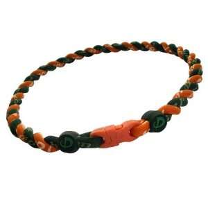 Phiten Custom Titanium Forest Green and Orange Tornado Necklace with 