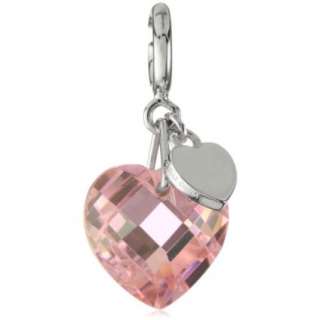 ELLE Jewelry Charms Faceted Pink Heart Crystal Sterling Silver Charm 
