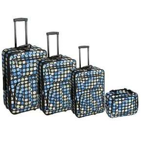 Fox Luggage F46 BLUE DOTS 4Pc Multi Blue Dots Luggage Set Rockland 