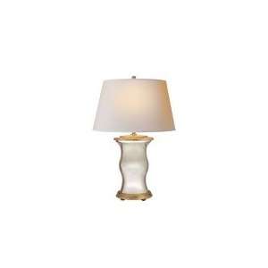 Chart House Hurricane Table Lamp in Mercury Glass with Natural Paper 