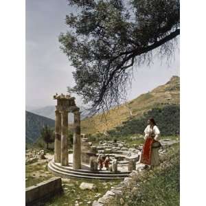  Three Restored Doric Columns Stand at the Ancient Greek 