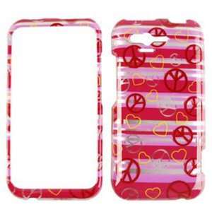 HTC Bliss Transparent Design, Peace Signs and Hearts on Pink Hard Case 