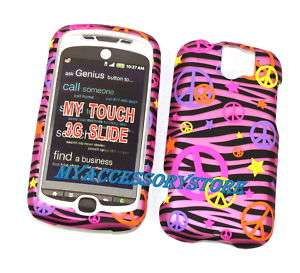 HTC T mobile mytouch 3G Slide Peace Zebra Pink Rubberized Hard Phone 