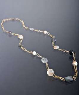Max gold stone stations long necklace  