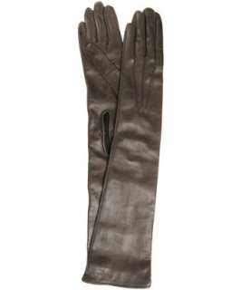 Prada brown lambskin keyhole detail long gloves   