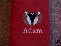 Embroidered Personalized Bowling Towel/ Crest design  