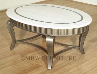 Speckled Metal Oval Tiled Marble Top Coffee Table 8973  