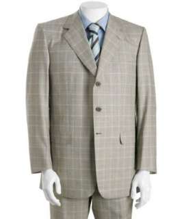 Brioni  grey windowpane check wool silk 3 button Traiano suit with 