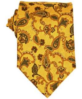 Brioni yellow paisley jacquard silk tie  