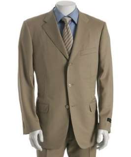 Corneliani tan super 120s wool 3 button Leader suit with single 