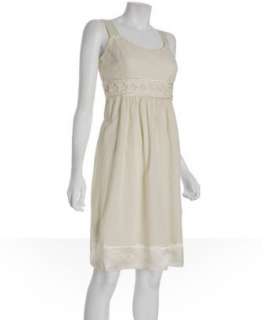 Cynthia Steffe cream cotton pointelle origami inset dress   up 