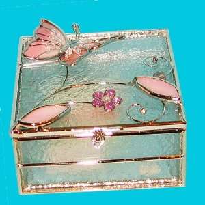  Pink Butterfly Jewelry Keepsake Box Ring Holder/container 
