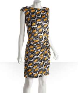Diane Von Furstenberg yellow and grey abstract print silk knit jersey 