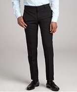 Prada black wool flat front straight leg pants style# 318805601