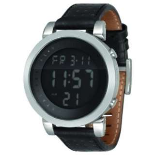 Vestal Mens DDL002 Digital Doppler Silver and Black Leather Watch 